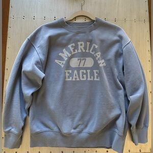 American Eagle Outfitters Men's Light Blue Crewneck Sweater